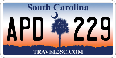 SC license plate APD229