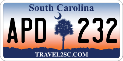 SC license plate APD232