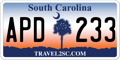 SC license plate APD233