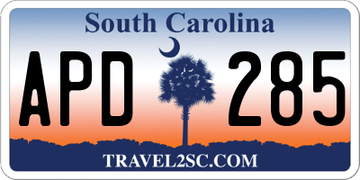 SC license plate APD285