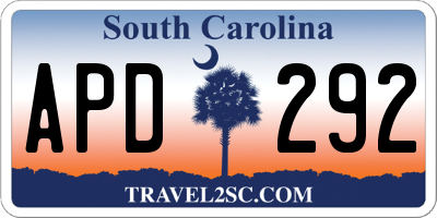 SC license plate APD292