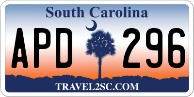 SC license plate APD296