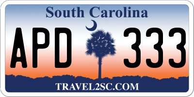 SC license plate APD333