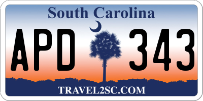 SC license plate APD343