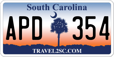SC license plate APD354