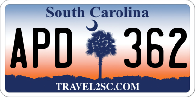 SC license plate APD362