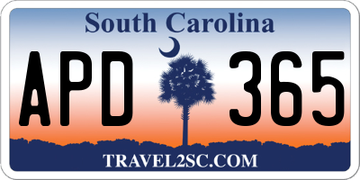 SC license plate APD365