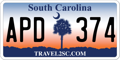 SC license plate APD374