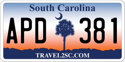 SC license plate APD381