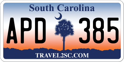 SC license plate APD385