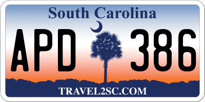 SC license plate APD386