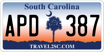 SC license plate APD387