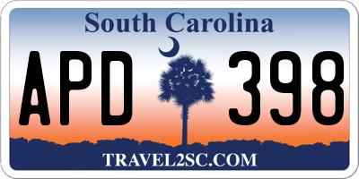 SC license plate APD398