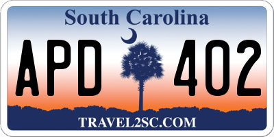 SC license plate APD402