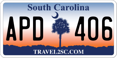 SC license plate APD406