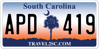 SC license plate APD419