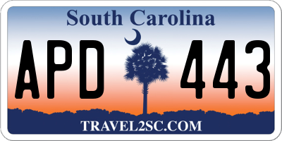 SC license plate APD443