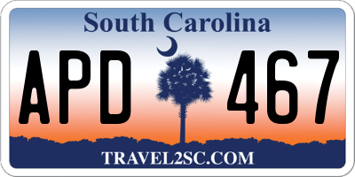 SC license plate APD467