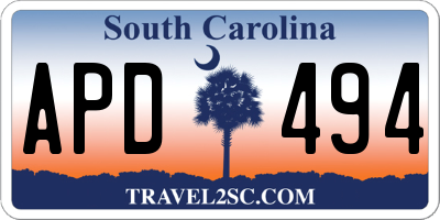 SC license plate APD494