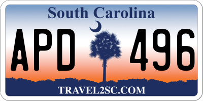 SC license plate APD496