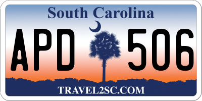 SC license plate APD506