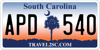 SC license plate APD540