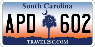 SC license plate APD602