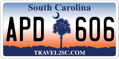 SC license plate APD606