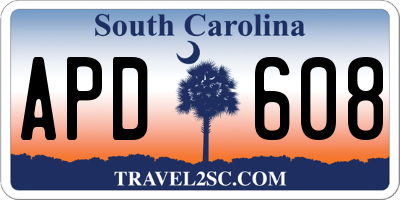 SC license plate APD608