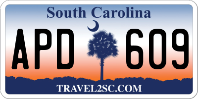 SC license plate APD609