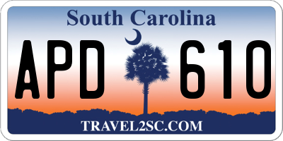 SC license plate APD610