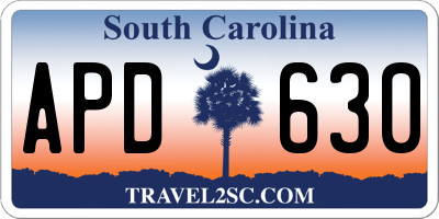 SC license plate APD630