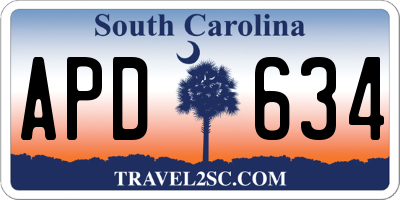 SC license plate APD634