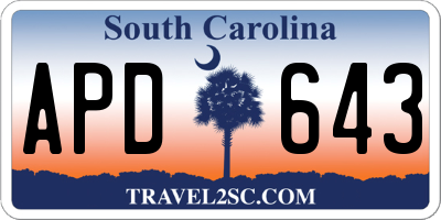 SC license plate APD643