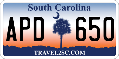 SC license plate APD650
