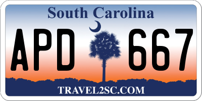 SC license plate APD667
