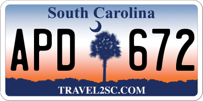 SC license plate APD672