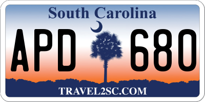 SC license plate APD680