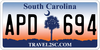 SC license plate APD694