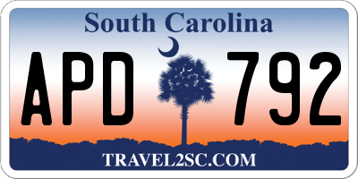 SC license plate APD792