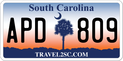 SC license plate APD809