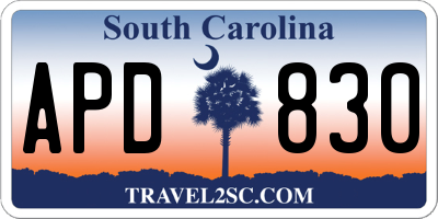 SC license plate APD830