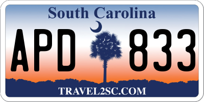SC license plate APD833