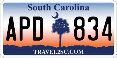 SC license plate APD834