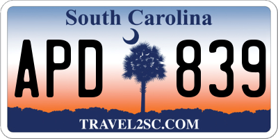 SC license plate APD839