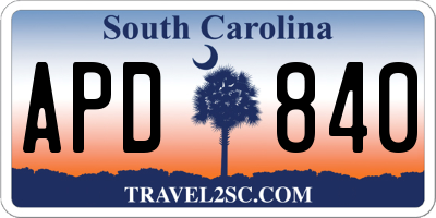 SC license plate APD840