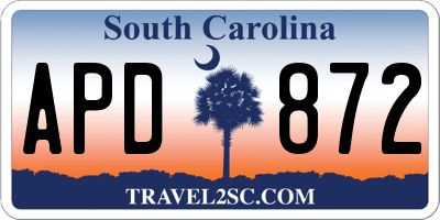 SC license plate APD872