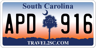 SC license plate APD916