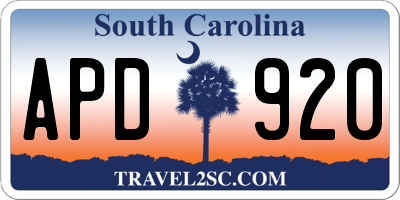 SC license plate APD920