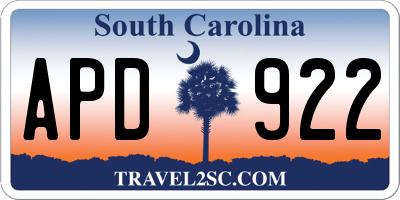 SC license plate APD922